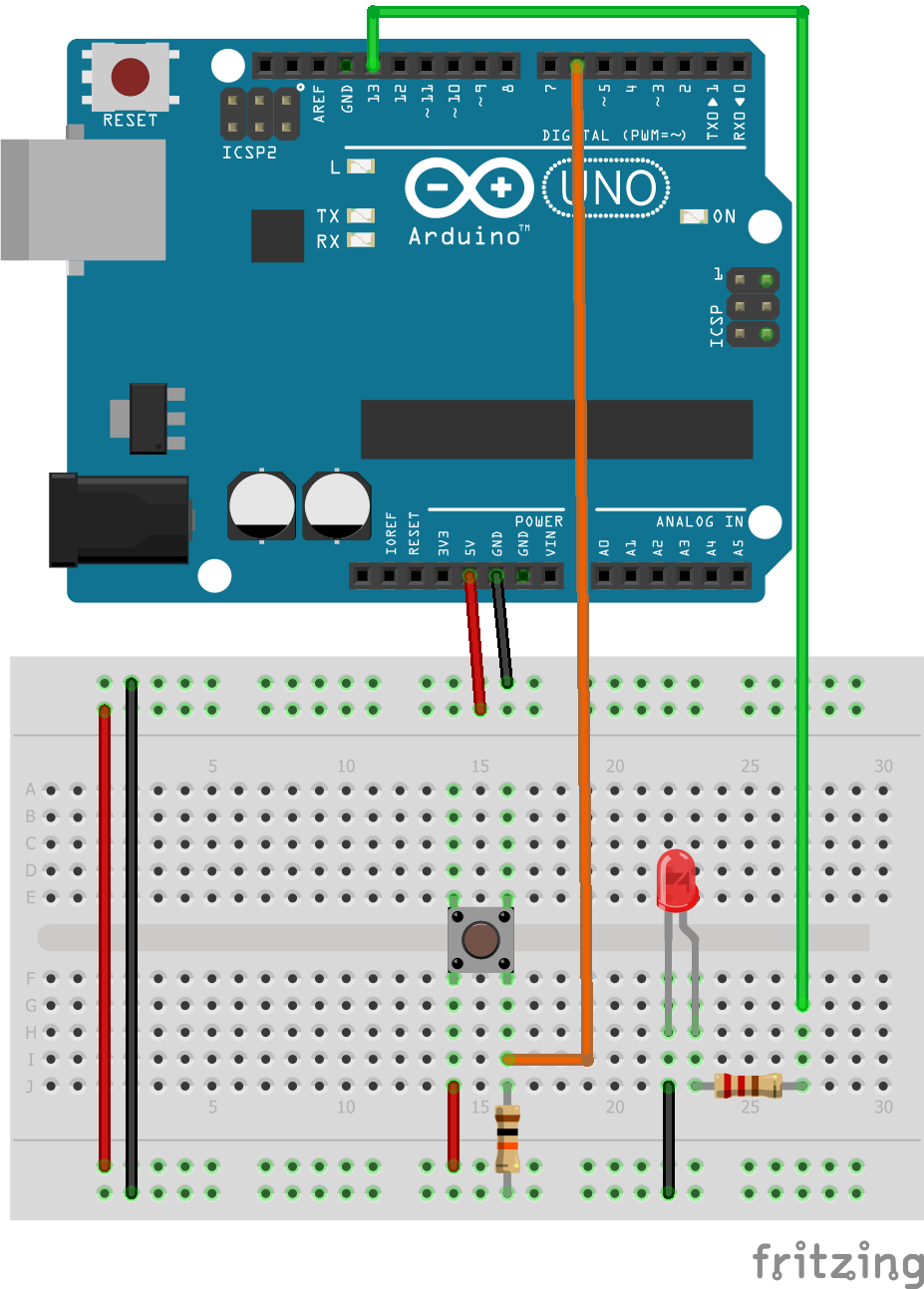 Circuit Diagram of LED with Pushbutton