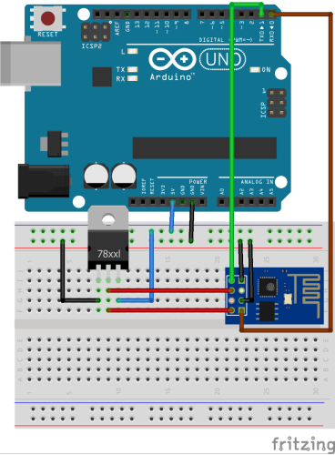 Circuit Diagram of Creating web server with ESP8266