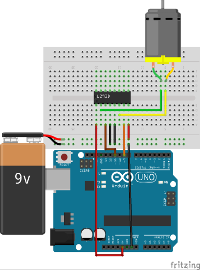 Circuit Diagram of H-Bridge Motor Driver in Arduino