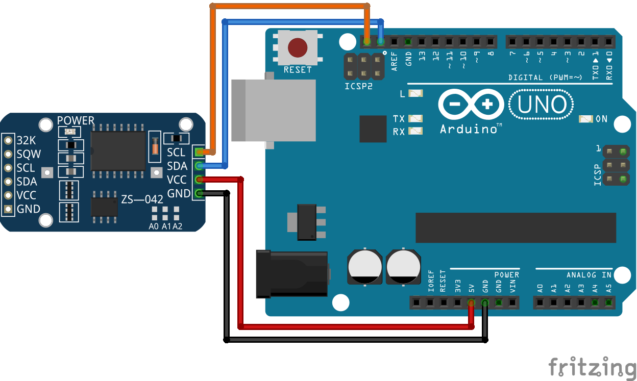 Circuit Diagram of DS3231 RTC Module in Arduino